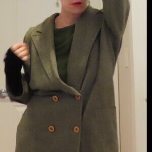 Truly Vintage Green Tweed double breasted light jacket, size unknown but up to 6